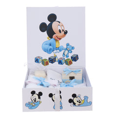 Trusou pentru botez de baieti, 8 piese, Model Tip Mickey Mouse, bleu deschis, Recostore®, REC3085