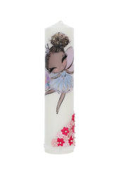 Set trusou complet pentru botez de fete model Zana, 10 piese, Rochita, lumanare cu zana, trusou tip landou  brodat si pantofiori, Recostore®, REC2494