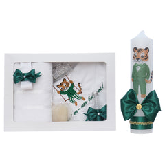 Set trusou botez elegant, lumanare si trusou tigru, 8 piese, REC5013/1