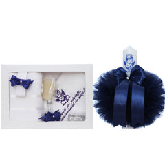 Set trusou botez cu ingeras, lumanare si trusou, bleumarin, 8 piese, REC5013/7