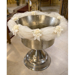 Decor cristelnita, tull ivoire cu flori albe, 3M, Recostore®, REC5014/5