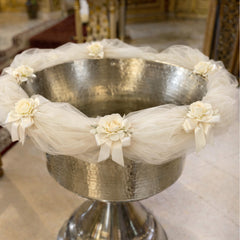 Decor cristelnita, tull ivoire cu flori albe, 3M, Recostore®, REC5014/5