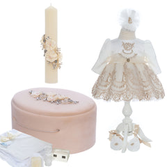 Trusou elegant cu detalii pretioase pentru botez fete, REC3397