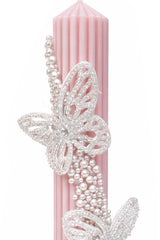 Lumanare eleganta cu fluturi pentru botez fetita, 35x6 cm, REC5001/50