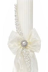 Lumanare cu perle pentru botez fetita, 35x6 cm, REC5001/51