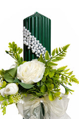 Set lumanari elegante pentru nunta/cununie cu flori artificiale, 2 bucati, REC5001/58