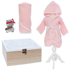 Set baita de a doua zi de la botez, halat si prosop din muselina, borcan mirodenii si cutie, REC3416
