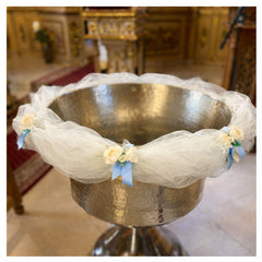 Decor cristelnita, tull ivoire cu flori albe, 3M, Recostore®,  REC5014/6