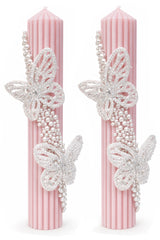 Set lumanari elegante pentru nunta/cununie cu fluturi, 2 bucati, REC5001/60