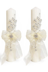 Set lumanari elegante pentru nunta/cununie cu accesoriu deosebit, 2 bucati, REC5001/62