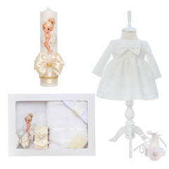 Set trusou botez cu balerina ivoire, 10 piese, Recostore® REC3526