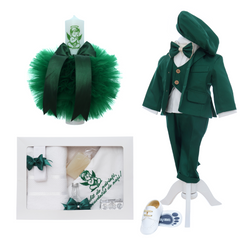 Set trusou botez cu ingeras, verde, 14 piese, REC3382