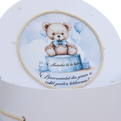 Cutie transport trusou cu ursulet, alb, REC3367