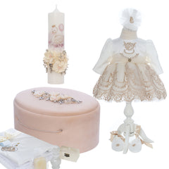 Set trusou lebada pentru botez fete, ivoire, 13 piese,  REC3402