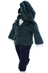 Costum elegant pentru botez, 5 piese, verde, REC3409