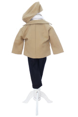 Costum elegant pentru botez, 5 piese, crem, REC3410