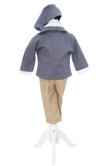 Costum elegant pentru botez, 5 piese, gri-crem, REC3411