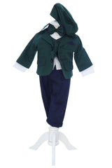 Costum elegant pentru botez, 5 piese, verde, REC3412