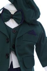 Costum elegant pentru botez, 5 piese, verde, REC3412