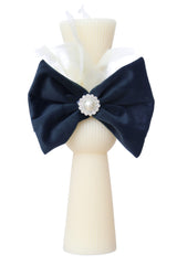 Lumanare clepsidra cu papion bleumarin pentru botez, 26x6 cm,  REC5007/9