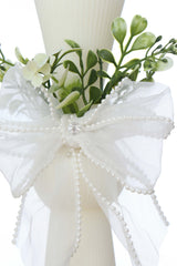 Lumanare clepsidra cu fundita pentru botez, 26x6 cm, REC5007/2