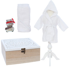 Set baita de a doua zi de la botez, halat si prosop din muselina, borcan mirodenii si cutie, REC3417
