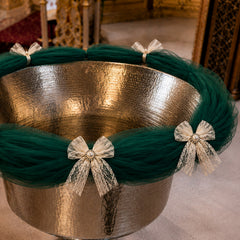 Decor elegant pentru cristelnita, tull verde cu fundite, 3M, Recostore®,  REC5016/1