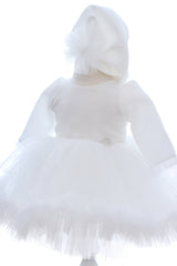 Rochita cu sclipici pentru botez, 2 piese, rochie si turban, REC3348