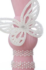 Lumanare botez tip clepsidra cu fluturi, 26x6 cm, REC5007/7