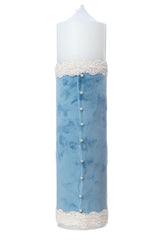 Lumanare botez din catifea cu ursulet brodat, bleu, 30x7 cm, REC5002/47