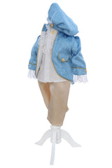 Costum print pentru botez baieti, 4 piese, bleu-crem, REC3351