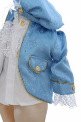 Costum print pentru botez baieti, 4 piese, bleu-crem, REC3351