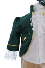 Costum print pentru botez baieti, 4 piese, verde-crem, REC3353