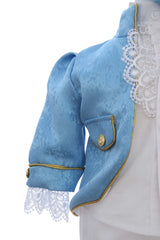 Costum print pentru botez baieti, 4 piese, bleu-alb, REC3355