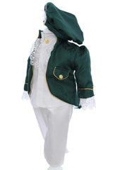 Costum print pentru botez baieti, 4 piese, verde-alb, REC3357