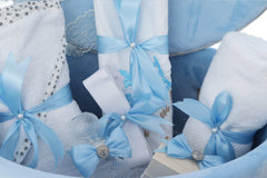 Trusou botez cu corona print, bleu, 9 piese, REC3429