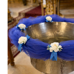 Decor cristelnita, tull albastru cu flori albe, 3M, Recostore®, REC5014/1