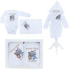 Set pentru prima baita cu nasii, halat, prosop si body, Tom & Jerry, REC2542