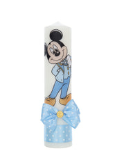 Set trusou si lumanare pentru botez, model Mickey Mouse, 8 piese, Bleu, Recostore®, REC2586