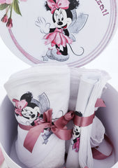 Trusou pentru botez de fete, Model Minnie Mouse, Roz pudrat, 8 piese,  Recostore®, REC2514