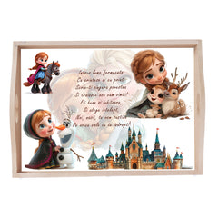 Set tava pentru taiere mot/ turta, model Ana din Regatul de Gheata, roz pudrat, 6 piese, 35x20 cm, Recostore®, REC1967/227