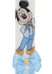 Set trusou si lumanare pentru botez, model Mickey Mouse, 8 piese, Bleu, Recostore®, REC2586