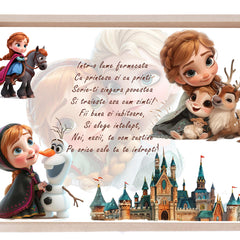 Set tava pentru taiere mot/ turta, model Ana din Regatul de Gheata, roz pudrat, 6 piese, 35x20 cm, Recostore®, REC1967/227