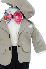 Costum crem pentru botez, 5 piese,  REC3455