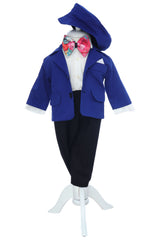 Costum albastru electric pentru botez,  5 piese, REC3457