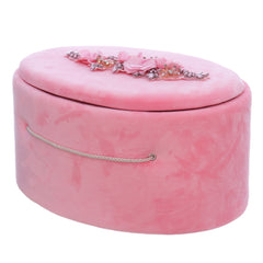 Cutie ovala transport trusou din catifea buretata, roz, REC3326