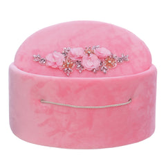 Cutie ovala transport trusou din catifea buretata, roz, REC3326