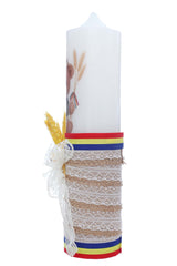 Lumanare botez traditional cu ursulet taranus, 30x7 cm, REC5002/41