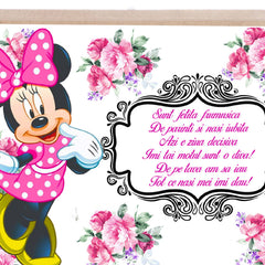 Set tava pentru taiere mot/turta la fetite, Model cu Minnie Mouse, ciclam, 6 piese, 35x20 cm, Recostore®, REC1967/243