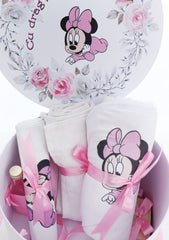 Trusou pentru botez de fete, Model Minnie Mouse, roz, 8 piese,  Recostore®, REC2516